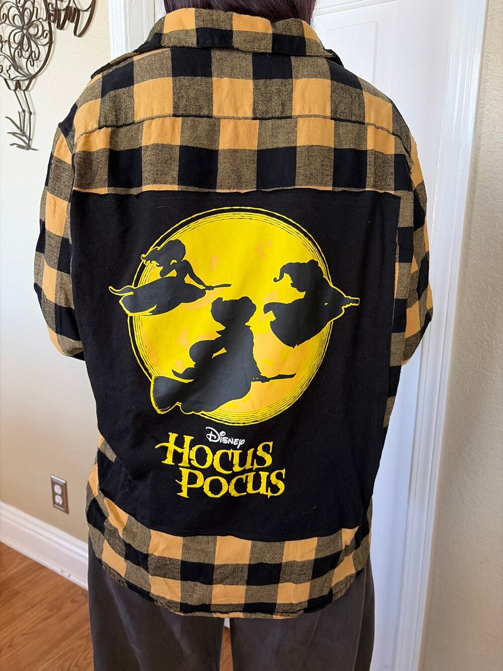 Hocus Pocus Halloween Upcycled Flannel Shirt Unisex Large L